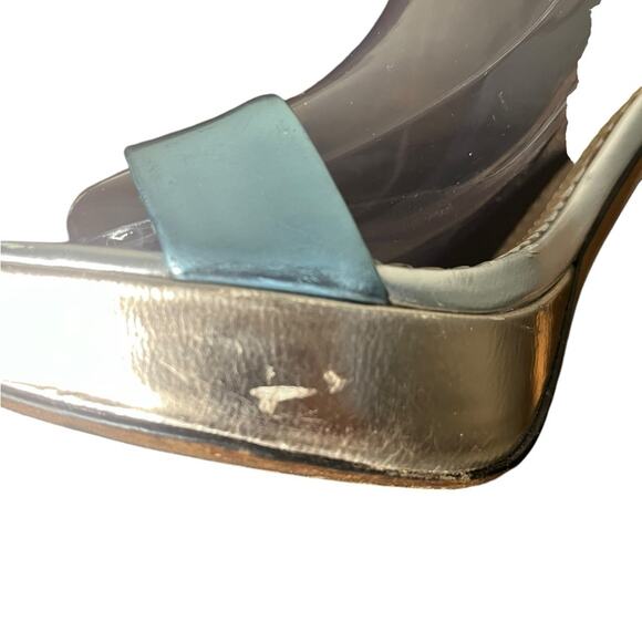 JEAN MICHEL CAZABAT Holiday Metallic Leather High Heel Sandals Women's Size 6.5 - Picture 6 of 12